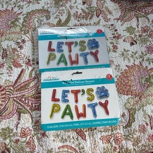 Let's Pawty Air-Filled Balloon Banner Lot of 2 full sets of banners